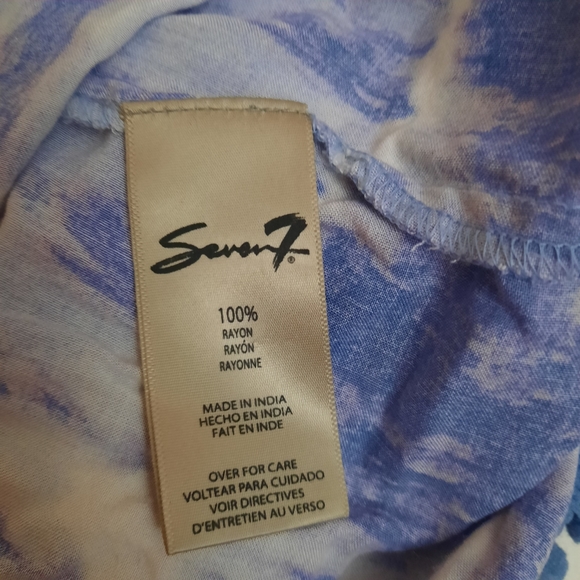 Seven7 Boho Blue Tie Dyed Top Large - Picture 4 of 5